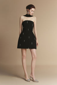 Sophia a Line Sleeveless Polyester Mini Dress