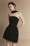 Sophia a Line Sleeveless Polyester Mini Dress