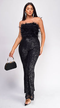 Willa Feather Sequin Jumpsuit