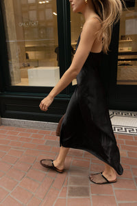 Violet Satin Midi Dress