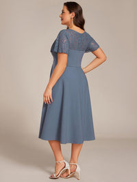 Evie A-Line Midi Dress in Denim Blue
