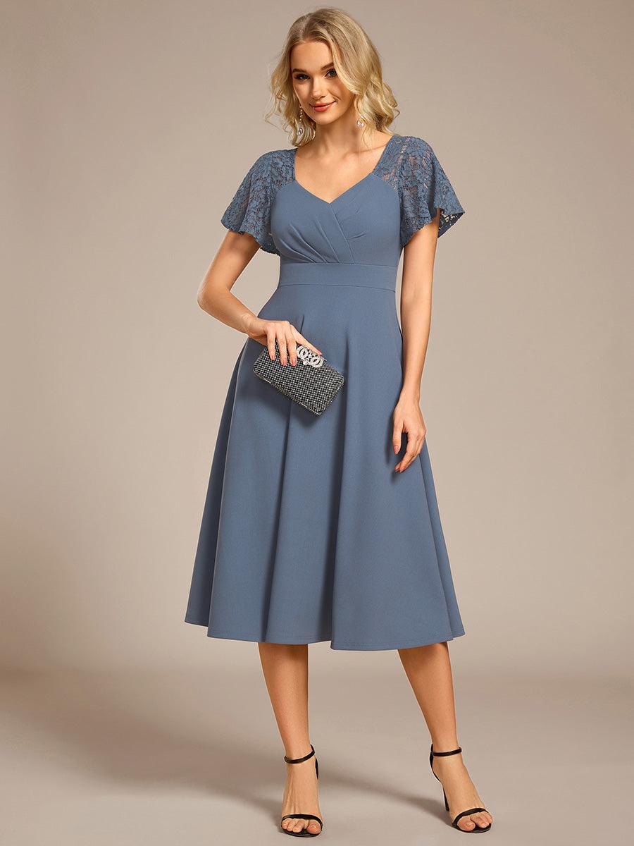 Evie A-Line Midi Dress in Denim Blue