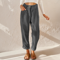 Harper | Women's High Waist Corduroy Trousers Relaxed Tapered Leg Pants