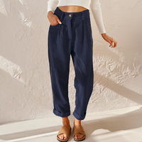 Harper | Women's High Waist Corduroy Trousers Relaxed Tapered Leg Pants