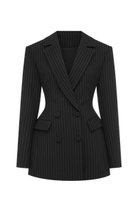 Hillary Mini Dress – Black Pinstripe
