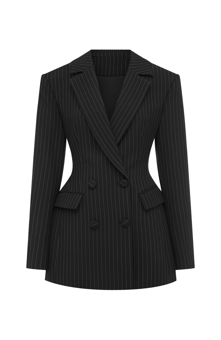 Hillary Mini Dress – Black Pinstripe