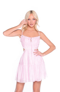 Strappy-Back Short Pink Summer Party Dress: Elara