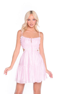 Strappy-Back Short Pink Summer Party Dress: Elara