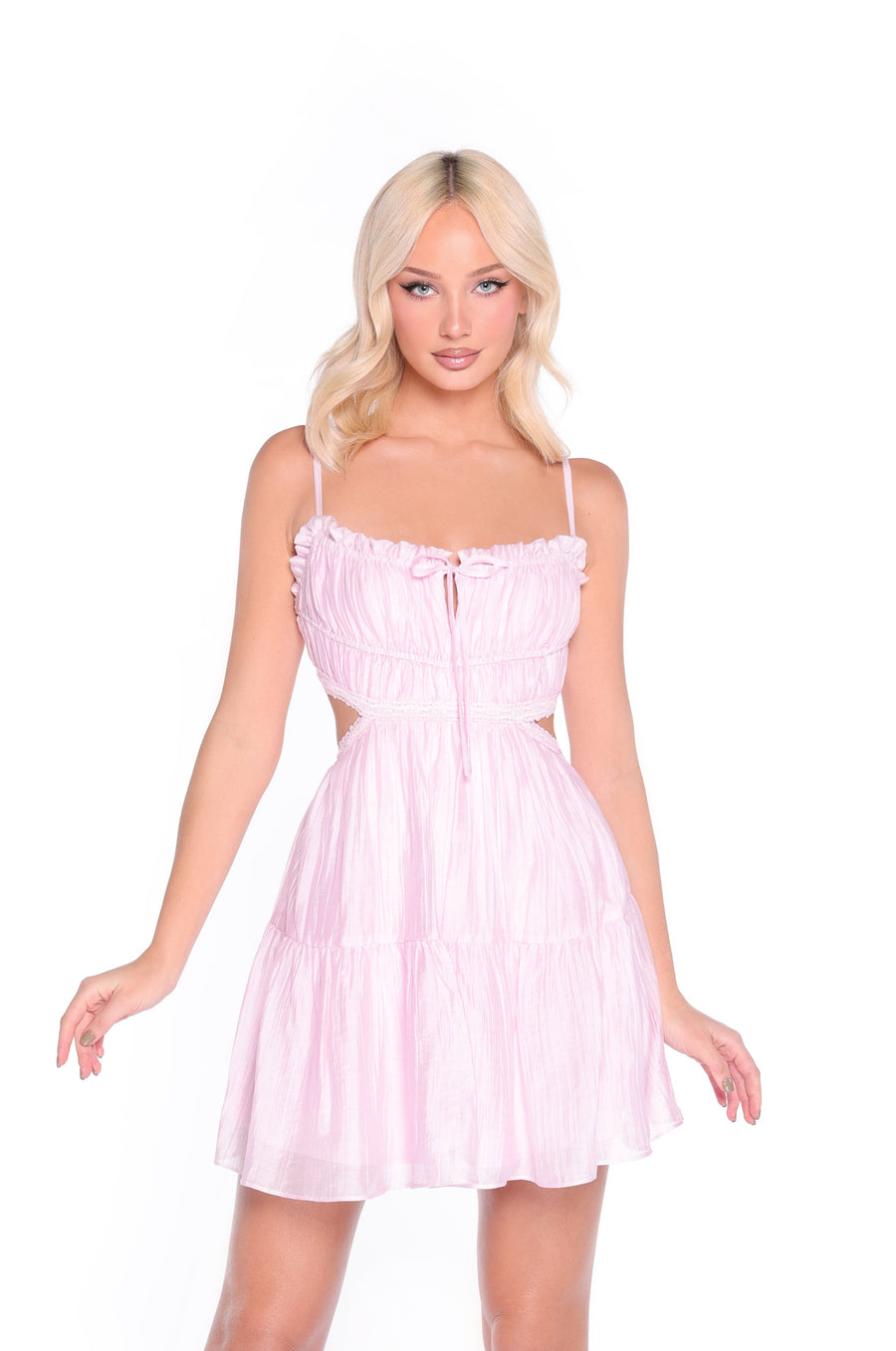 Strappy-Back Short Pink Summer Party Dress: Elara