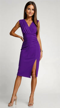 Women's Wrap Midi Dress V-Neck