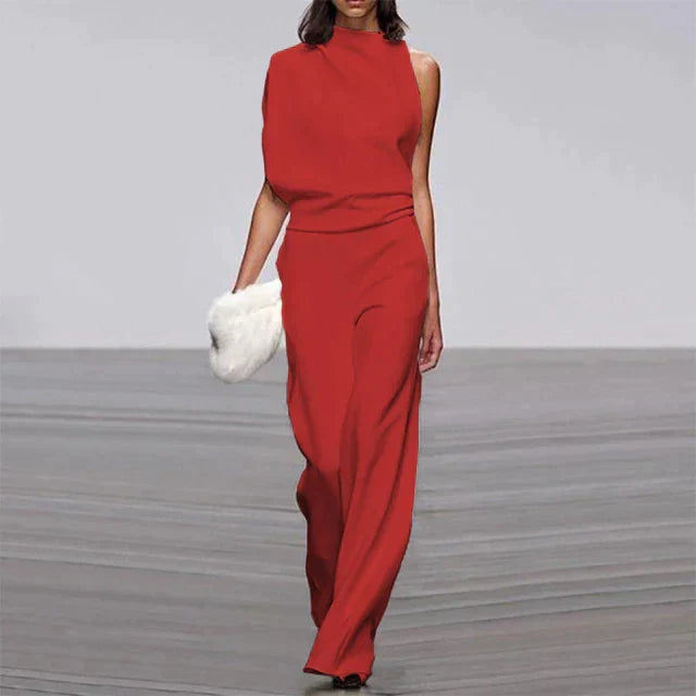 Aria | Women's Sleeveless Wide-Leg Jumpsuit with Mock Neck