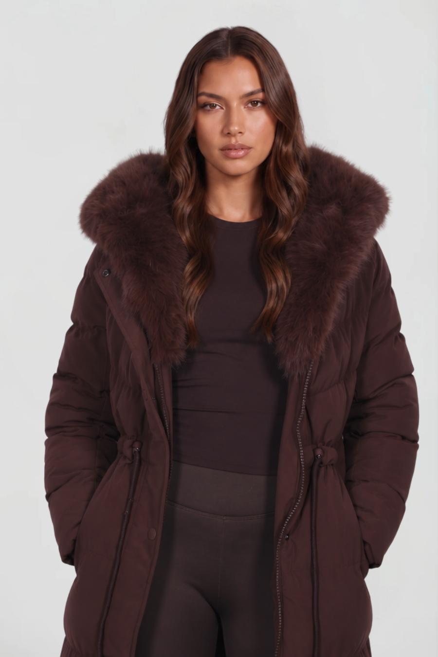 ELIZA | FAUX FUR HOODED LONG PUFFER COAT