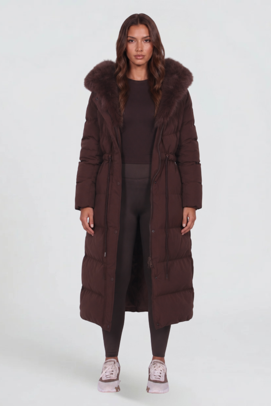 ELIZA | FAUX FUR HOODED LONG PUFFER COAT