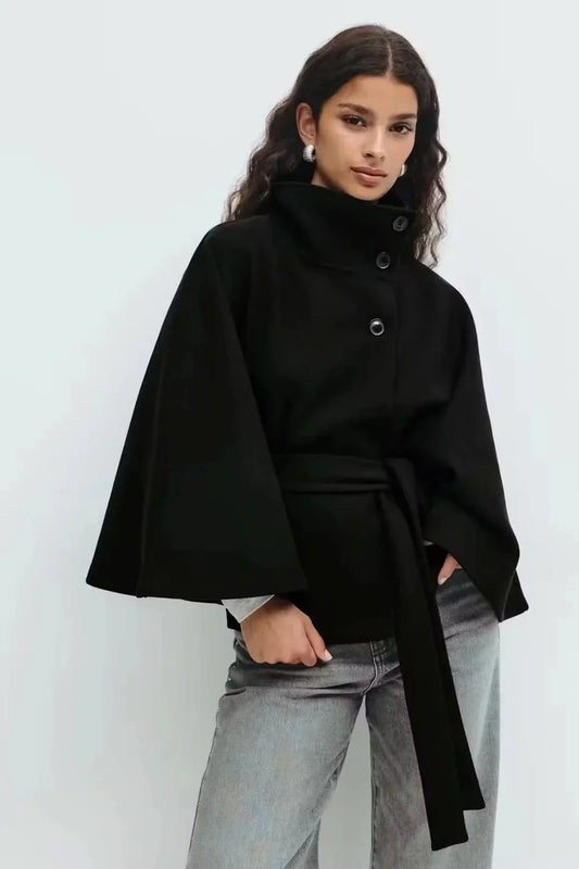 ELSIE | BELT CAPE JACKET