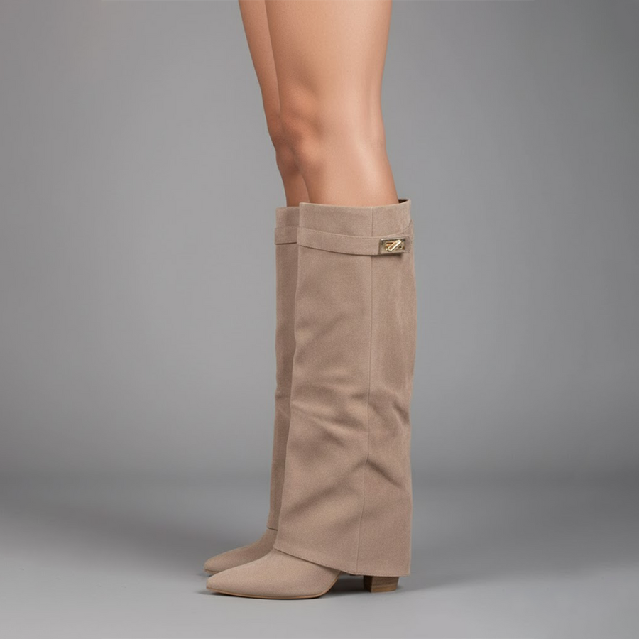 Stefanie | Women's Leather Over The Knee Buckle Boots