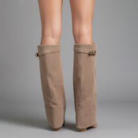 Stefanie | Women's Leather Over The Knee Buckle Boots