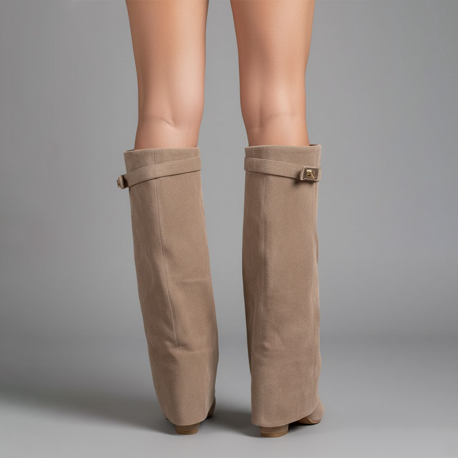 Stefanie | Women's Leather Over The Knee Buckle Boots