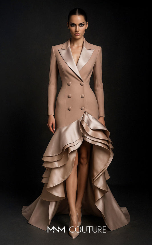 Long Sleeve High Low Prom Formal Dress MNM Couture F02936