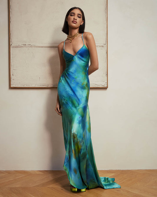 Marina | Asymmetrical Silk Maxi Dress