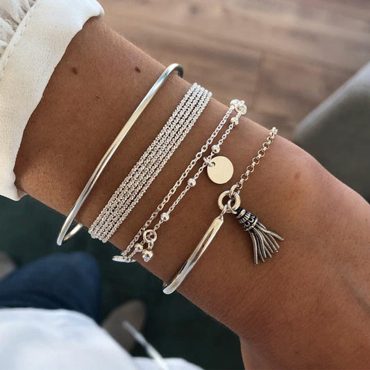 Khloe | Women's Boho Silver Charm Bracelet