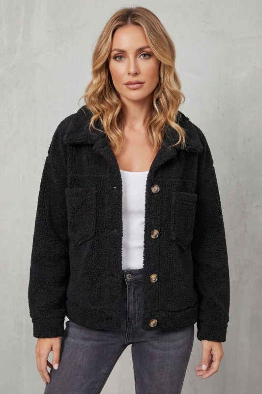 FLORETTA | TEDDY FLEECE BUTTON UP JACKET