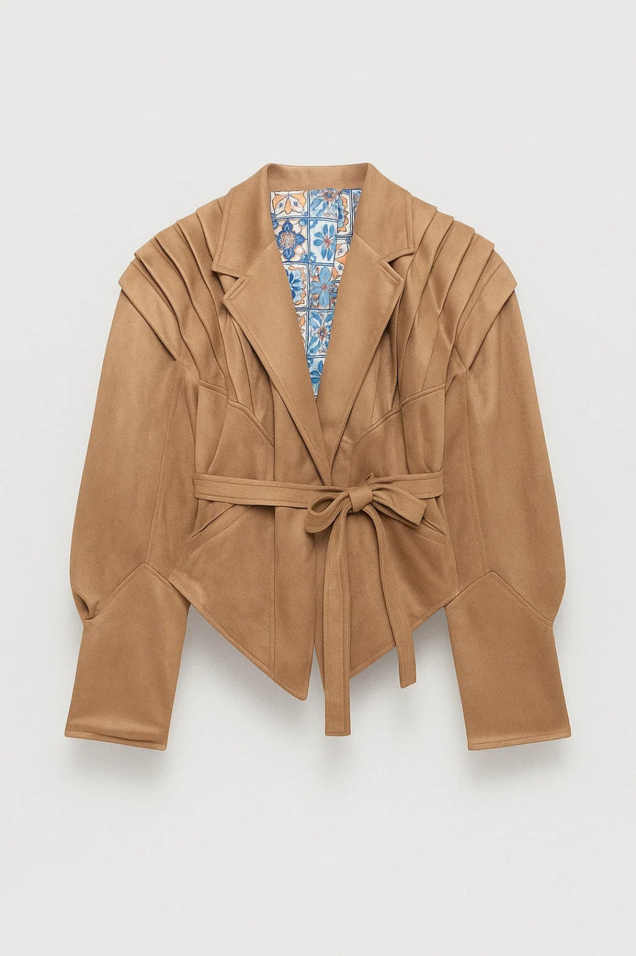 FREDERICA | BELTED PLEATED SHOULDER TAILORED JACKET