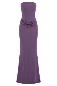 Madison Slinky Strapless Maxi Dress in Chocolate