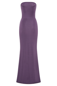 Madison Slinky Strapless Maxi Dress in Chocolate