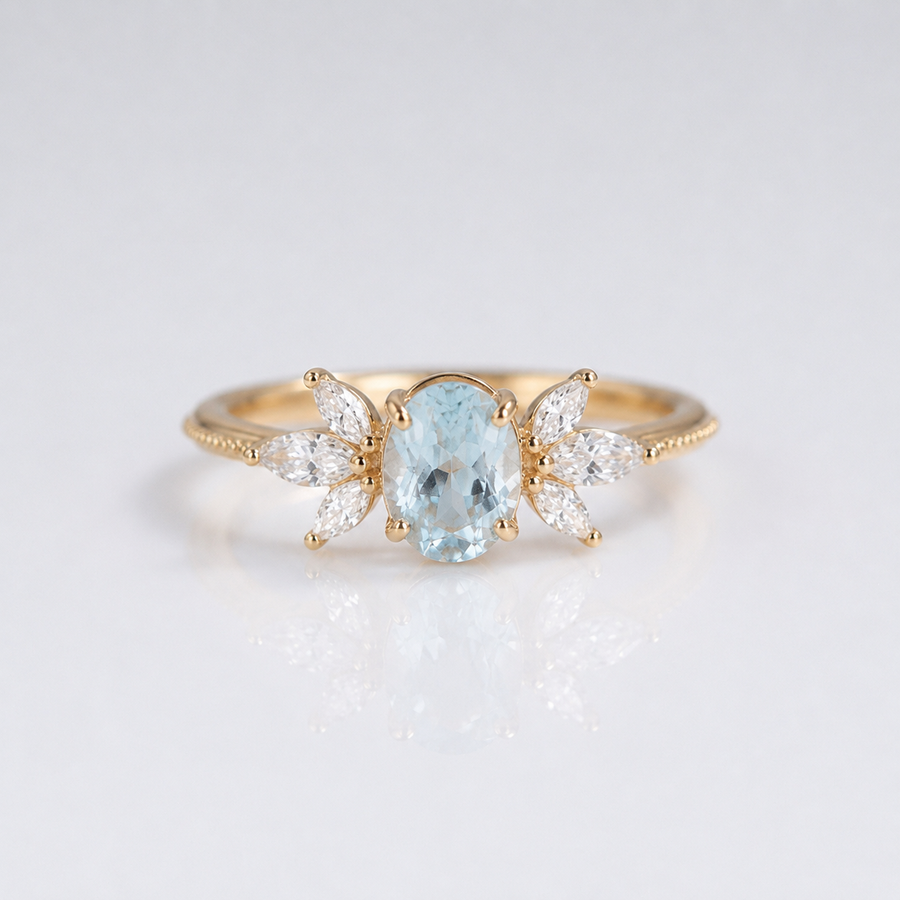 Gold Aquamarine Marquise Ring