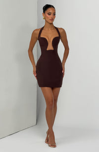 Delfina Mini Dress – Plum Brown