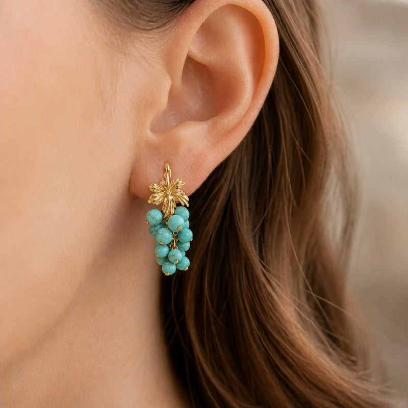 Graceful Turquoise Grape Earrings