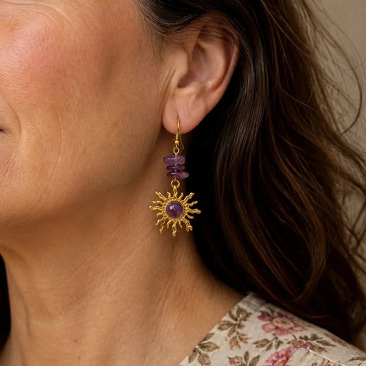 Gravel Beads Sun Gold Earrings