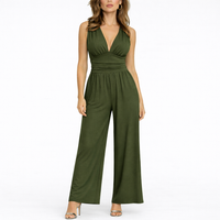 Women's Sleeveless Jumpsuit Wide Leg V-Neck
