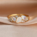 Elegant Gold Moonstone Cluster Ring