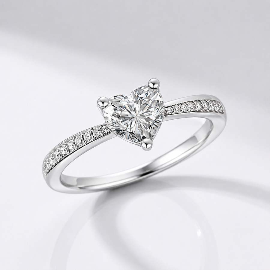 Heart Zirconia Silver Pavé Ring