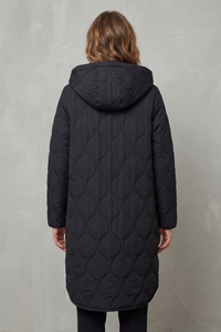 HARPER | HOODED WAVE QUILTED LONGLINE PUFFER COAT