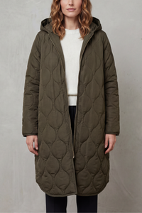 HARPER | HOODED WAVE QUILTED LONGLINE PUFFER COAT