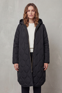 HARPER | HOODED WAVE QUILTED LONGLINE PUFFER COAT