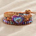 Heart Stone Braided Leather Bracelet