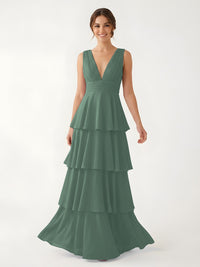 Isabelle Chiffon A-Line Dress in Rust