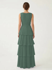 Isabelle Chiffon A-Line Dress in Rust