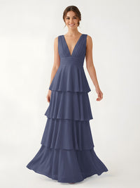 Isabelle Chiffon A-Line Dress in Rust