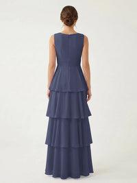 Isabelle Chiffon A-Line Dress in Rust