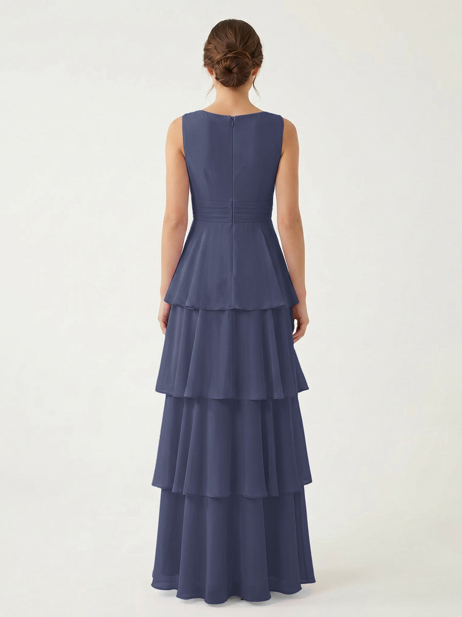 Isabelle Chiffon A-Line Dress in Rust
