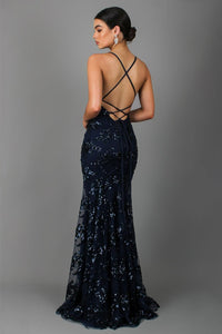 Sequin V Neck Backless Maxi Dress