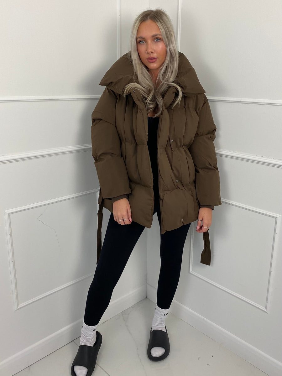 KARLY | SHORT BELTED PUFFER JACKET