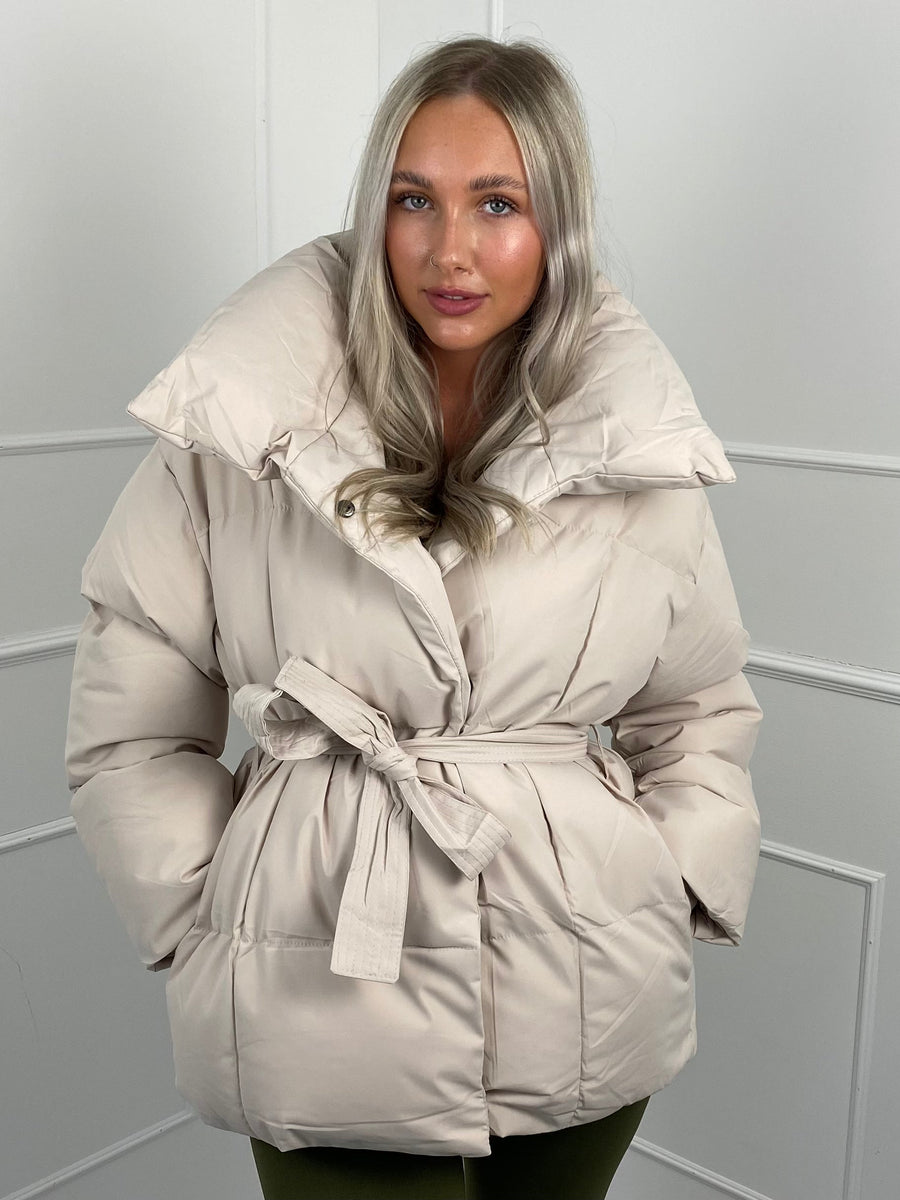 KARLY | SHORT BELTED PUFFER JACKET