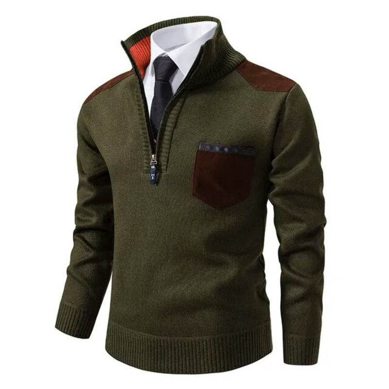 Wilhelm | Men's Quarter Zip Sweater with Chest Pocket