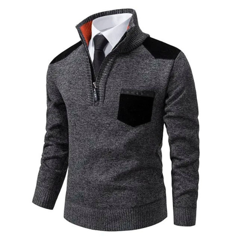 Wilhelm | Men's Quarter Zip Sweater with Chest Pocket
