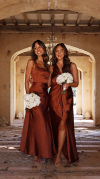 Lucia Rust Linen Maxi Dress